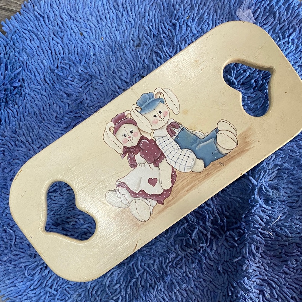 Adorable Bunny Boy and Girl Vintage Stool